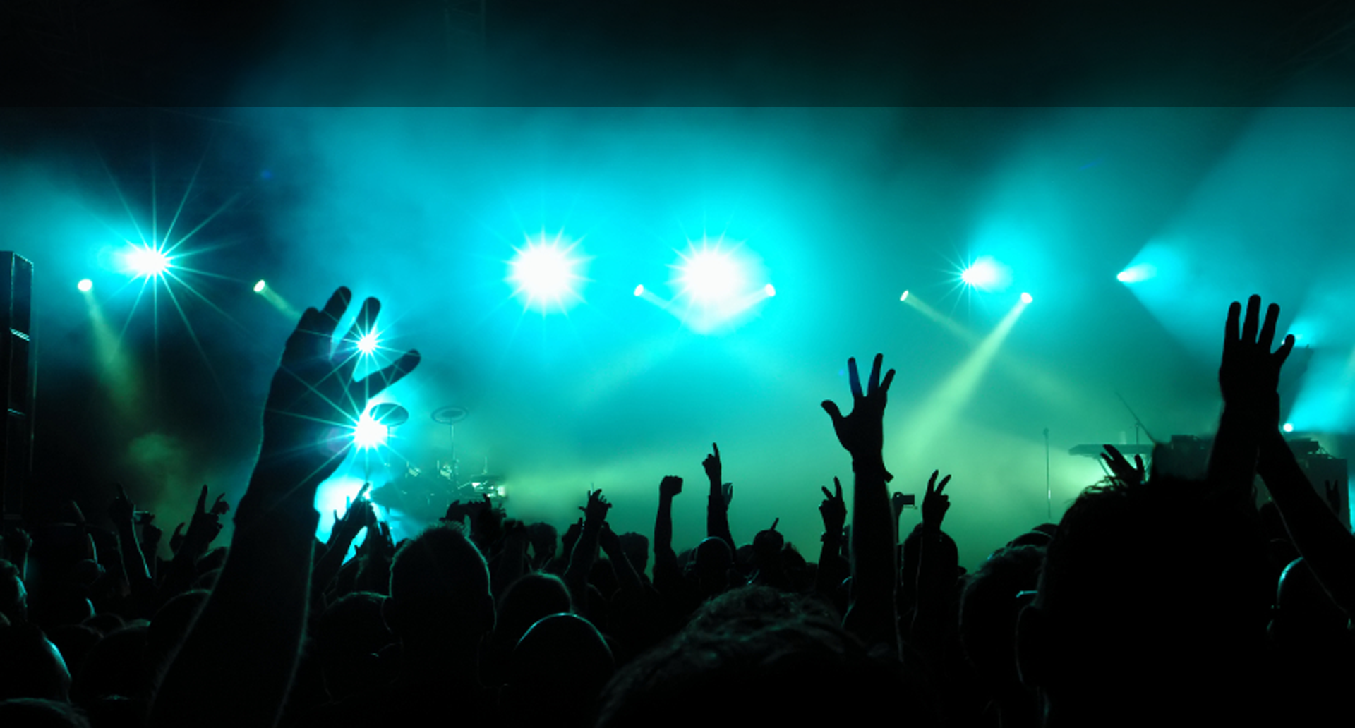 crowd at a concert with hands in the air